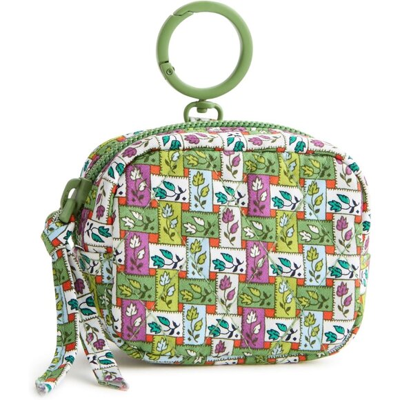 Premium Cotton Zip Earbud Bag Charm Womens Ribbon Plaid 3x3 in